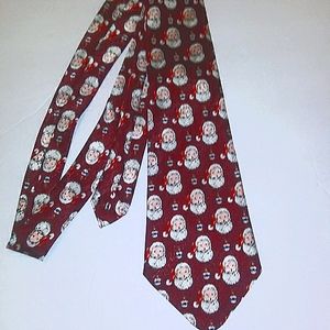 Vintage "The Christmas Collection" Santa's Face Red & White on Maroon Background